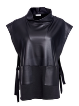 Load image into Gallery viewer, Leather look top with tie detail