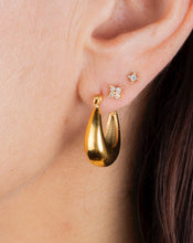Load image into Gallery viewer, Blake waterproof hoop 18k gold plated earrings