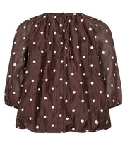 Load image into Gallery viewer, Dita Dark Brown Ballon Dot Blouse