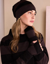 Load image into Gallery viewer, Choko & Black Beanie Hat with Contrast Turn Up and Gloves