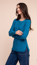 Load image into Gallery viewer, Teal Cable Knot Jumper & Matching Scarf Set