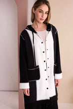 Load image into Gallery viewer, Two Tone Hooded Coat With Stud Front And Cover seam Stitch Detail