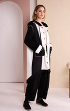 Load image into Gallery viewer, Two Tone Hooded Coat With Stud Front And Cover seam Stitch Detail