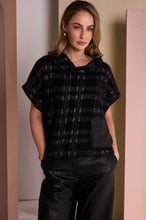 Load image into Gallery viewer, Check Knit Top With Leatherette Pocket And Zip
