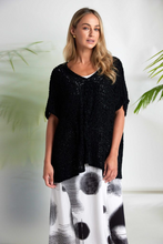 Load image into Gallery viewer, Vee neck black waffle effect knit top