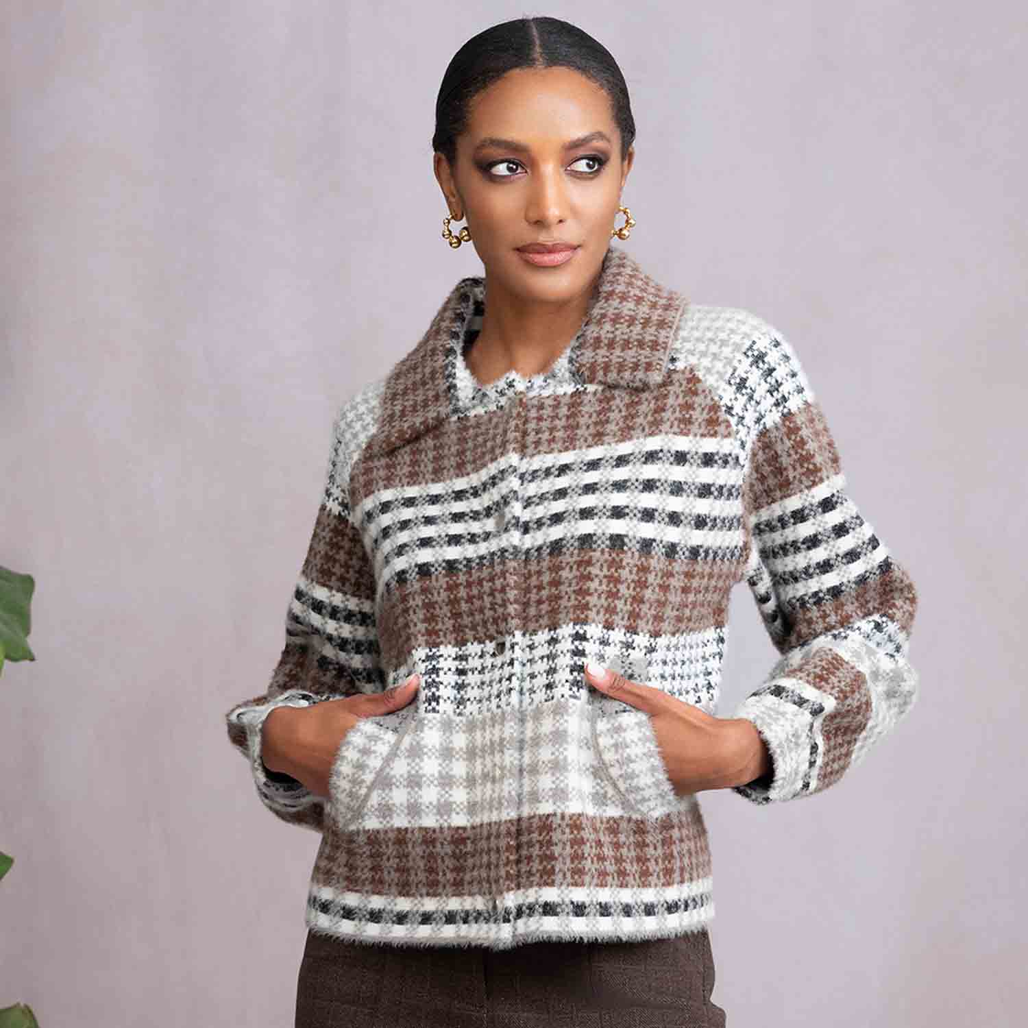 Brown Combo Cardigan