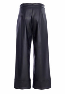 Black Faux Leather Wide Legged Trousers