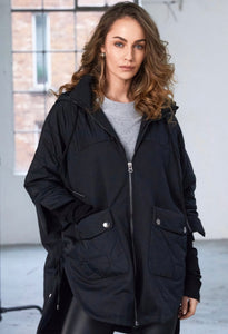 Black Hooded Quilted Jacket
