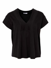 Load image into Gallery viewer, Square shape v neck Black Cotton Top
