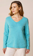 Load image into Gallery viewer, Deck Turquoise v neck  jumper
