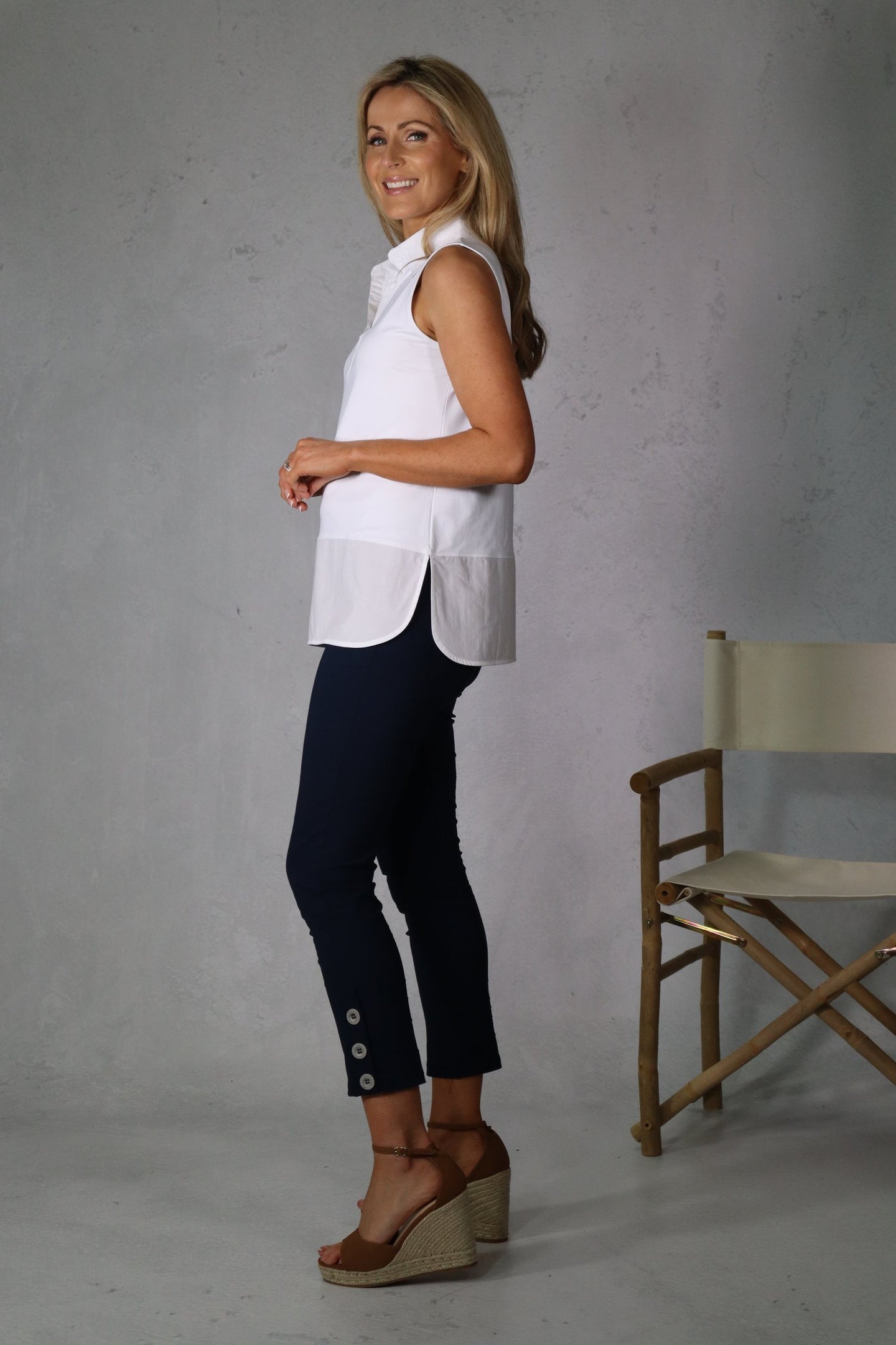 Sienna White Sleeveless Shirt