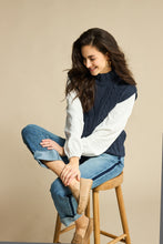 Load image into Gallery viewer, Navy Sleeveless Cable Knit
