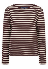 Load image into Gallery viewer, Terry Stripe Burgundy/Cream Fine Knit Top
