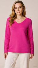 Load image into Gallery viewer, Deck Cerise pink v neck jumper
