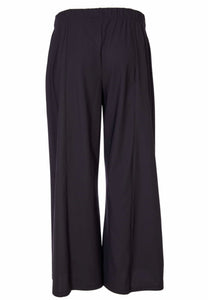 Wide Leg Travel Fabric Black Trousers