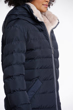 Load image into Gallery viewer, Navy Keila Puffa Faux Fur Lined Coat
