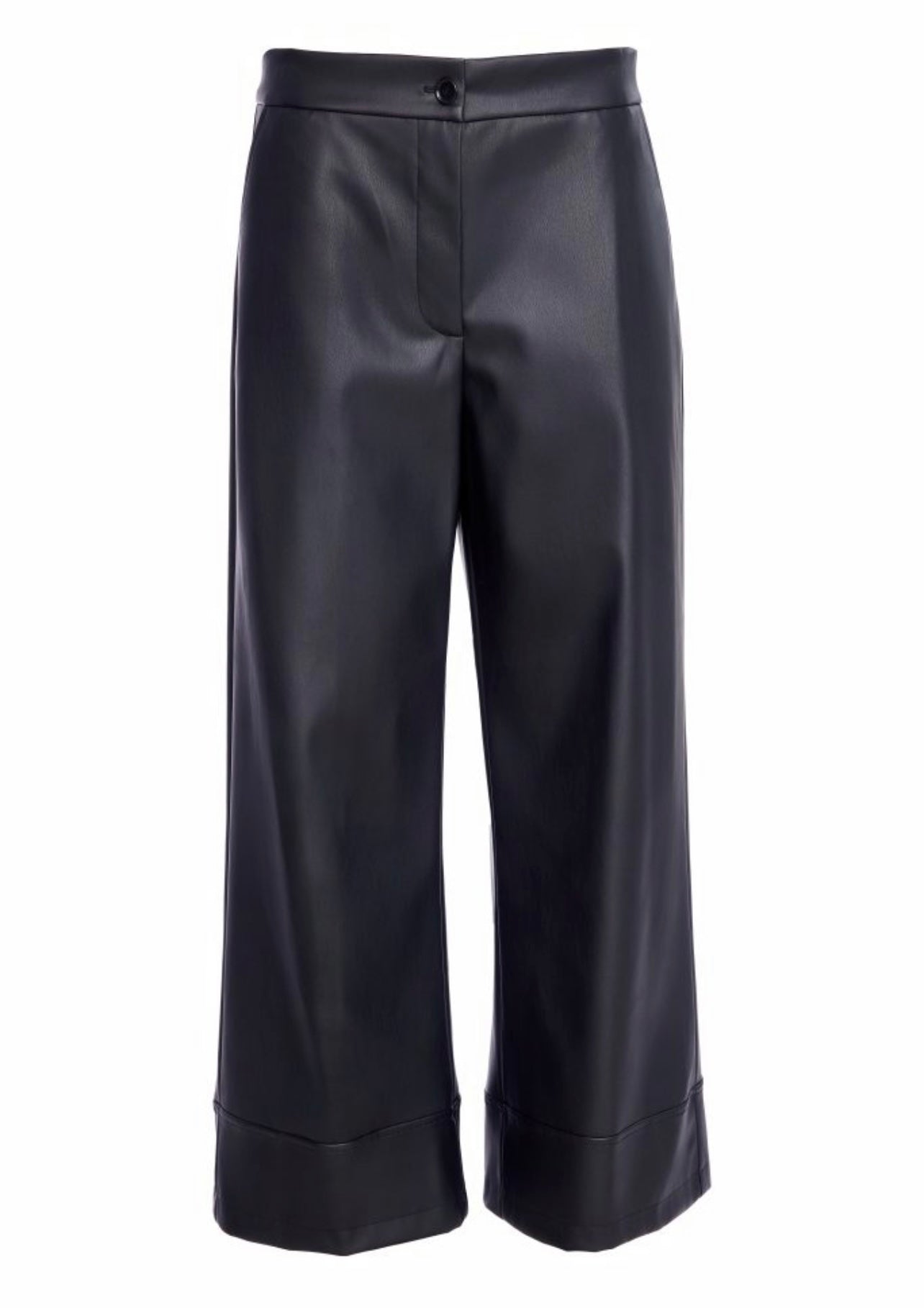 Black Faux Leather Wide Legged Trousers