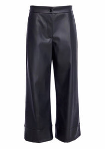 Black Faux Leather Wide Legged Trousers