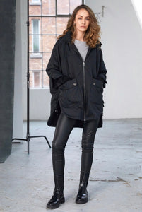Black Hooded Quilted Jacket