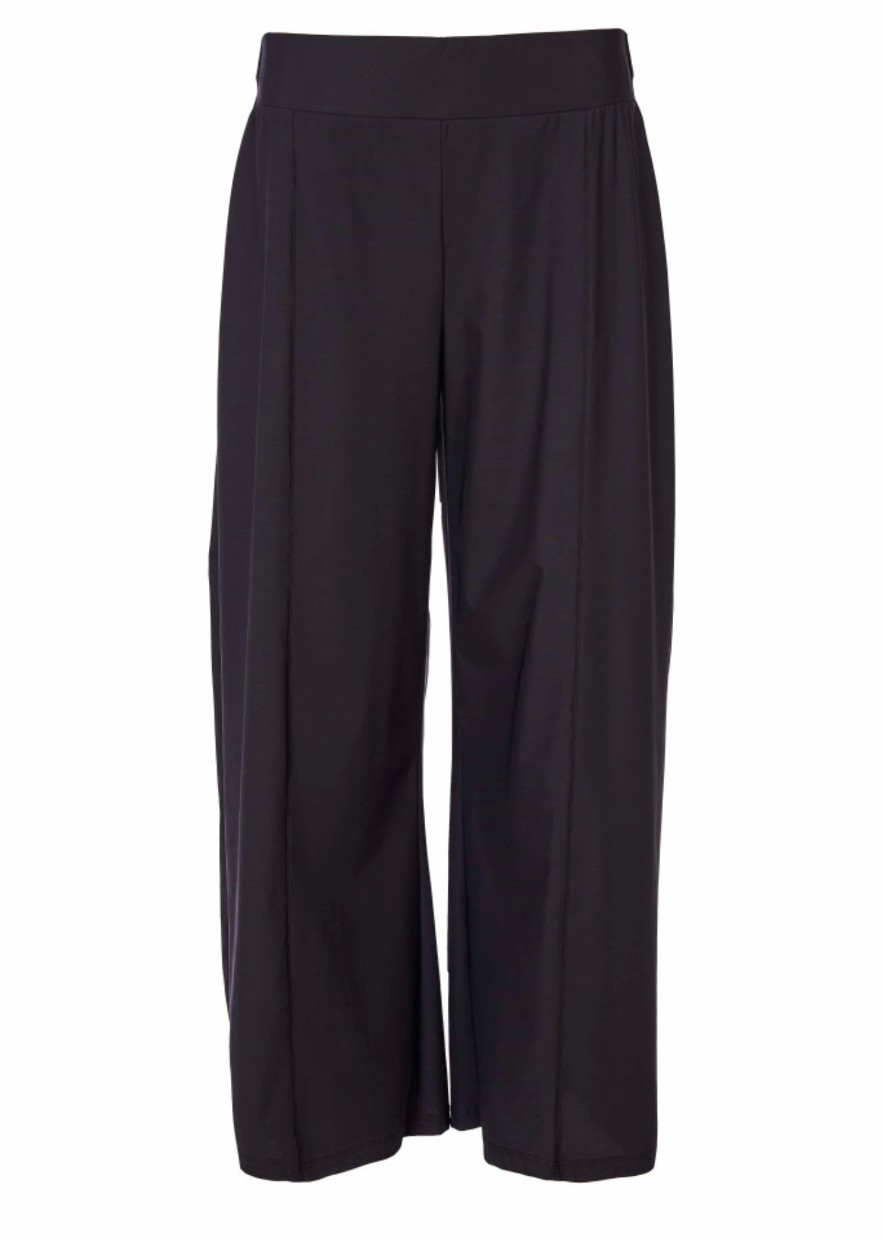 Wide Leg Travel Fabric Black Trousers