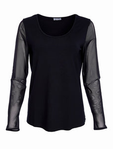 Black mesh sleeve top