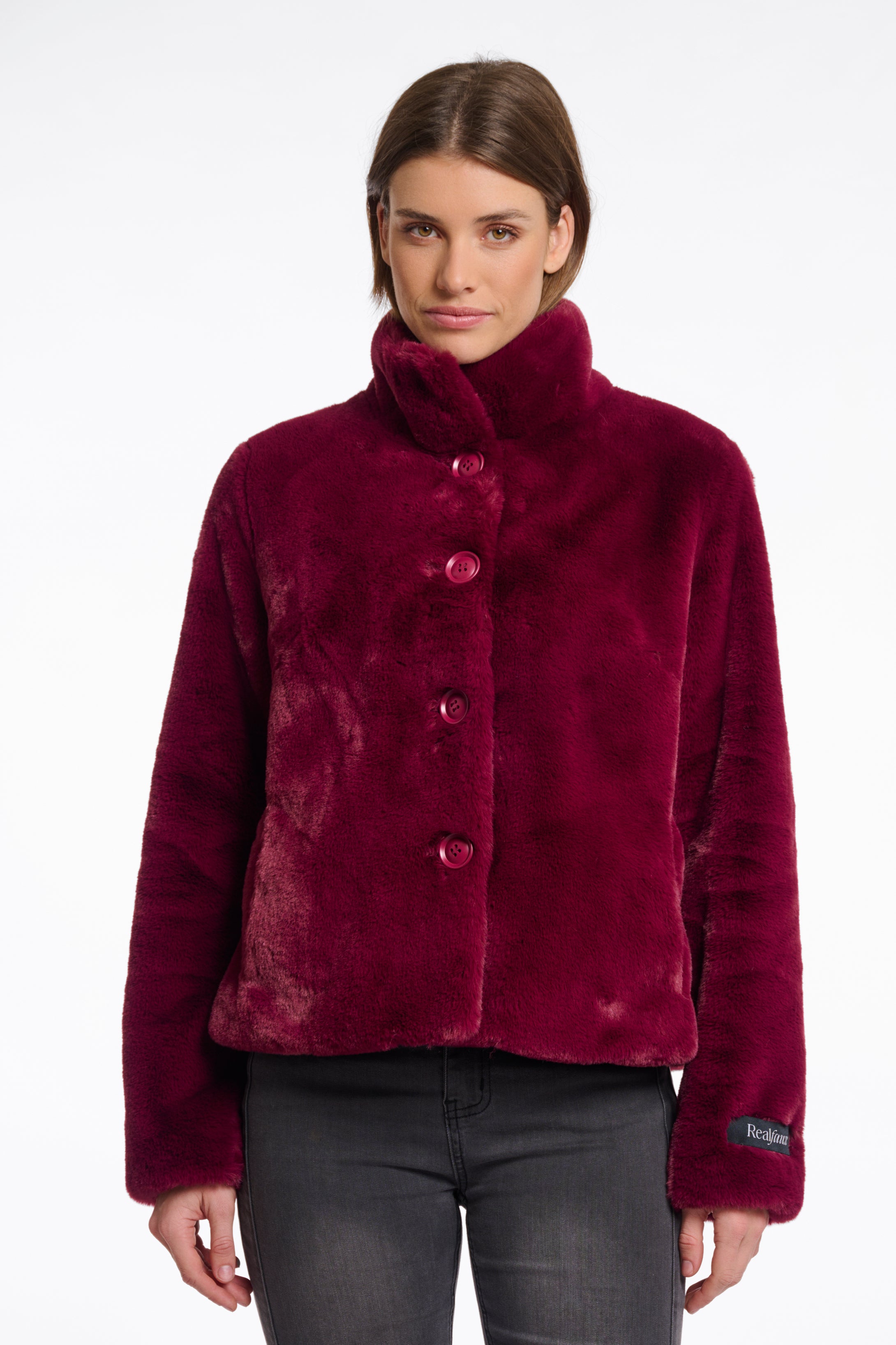 Vie faux fur sugar plum jacket