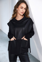Load image into Gallery viewer, Leather look top with tie detail
