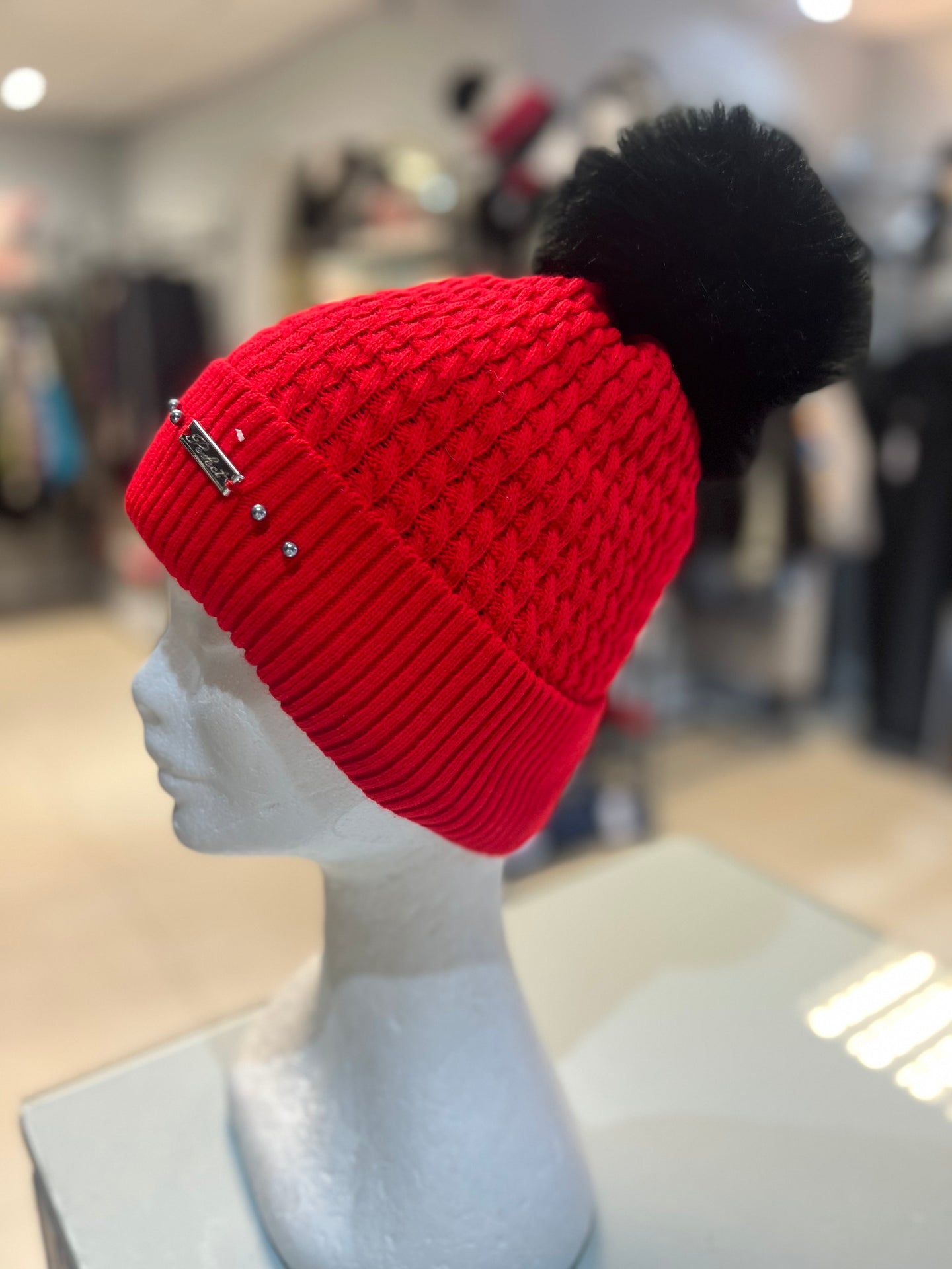 Red Fleece Lined Hat