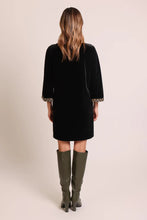 Load image into Gallery viewer, Black Bloom Velvet Tunic Dress
