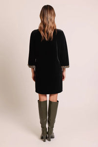 Black Bloom Velvet Tunic Dress