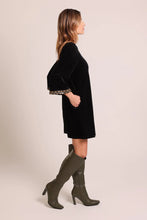 Load image into Gallery viewer, Black Bloom Velvet Tunic Dress
