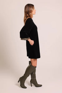 Black Bloom Velvet Tunic Dress