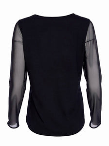 Black mesh sleeve top