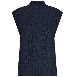 Navy Sleeveless Cable Knit