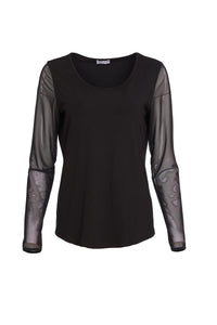 Black Mesh Sleeve Top