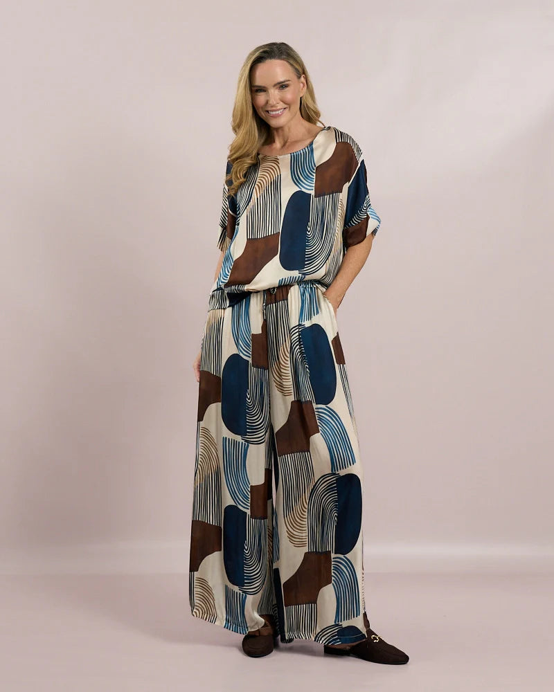 Collage brown and navy Top