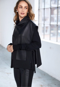 Leather look top with tie detail