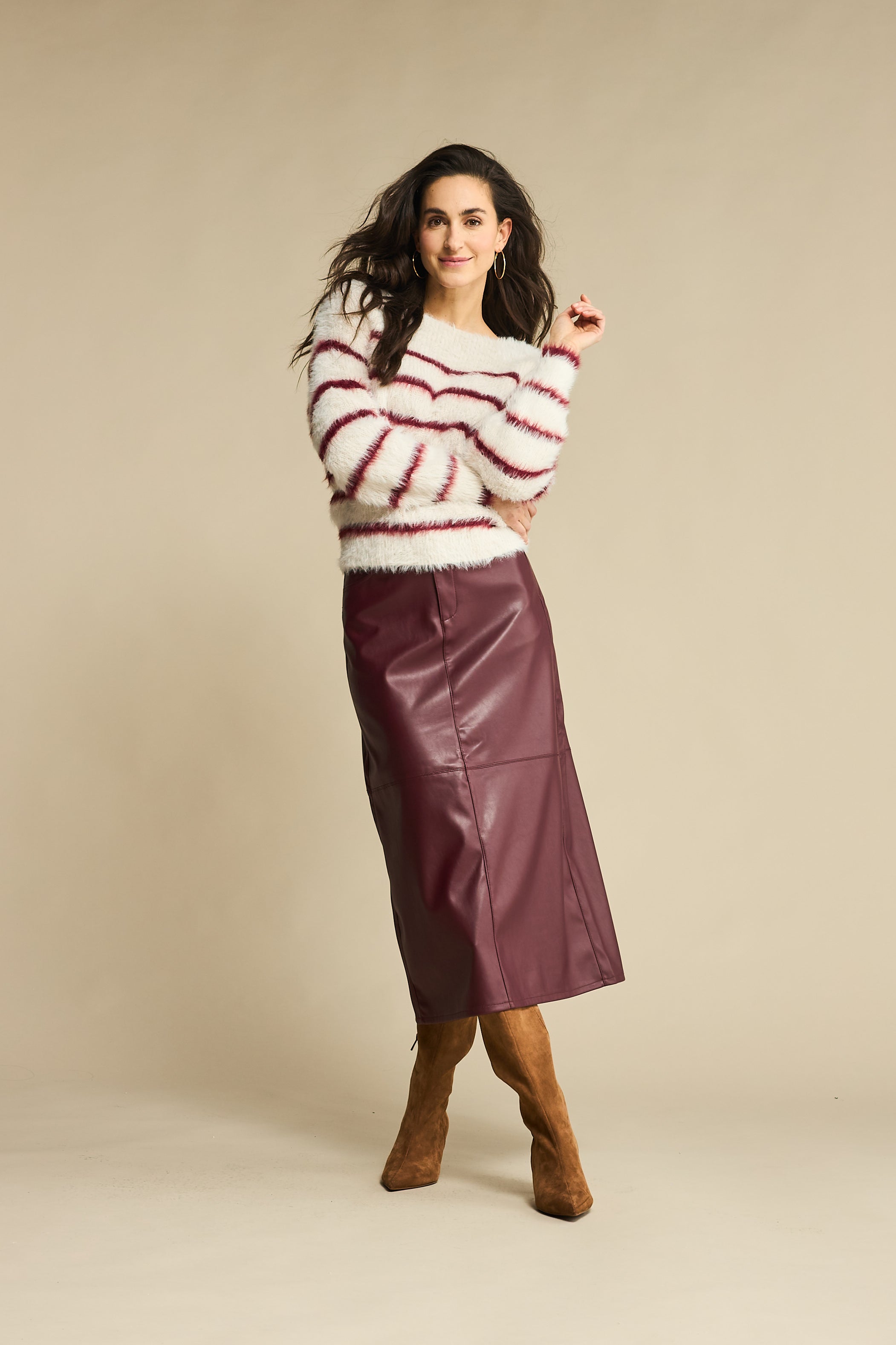 Aline Faux Leather Aubergine Skirt