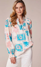 Load image into Gallery viewer, Turquoise Abstract Tunic Top
