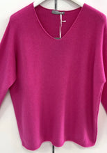 Load image into Gallery viewer, Deck Cerise pink v neck jumper
