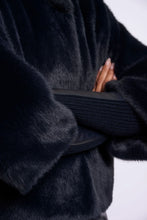 Load image into Gallery viewer, Nesrin Navy Faux Fur Jacket
