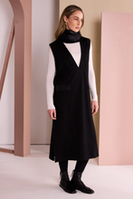 Load image into Gallery viewer, Black Sleeveless Pinafore Vee Neck Dress With Pocket
