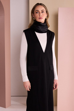 Load image into Gallery viewer, Black Sleeveless Pinafore Vee Neck Dress With Pocket
