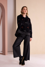 Load image into Gallery viewer, Print Jacquard Top With Contrast Hood And Hemline
