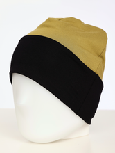 Load image into Gallery viewer, Avocado &amp; Black Beanie Hat with Contrast Turn Up and Gloves
