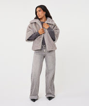 Load image into Gallery viewer, Silver Grey Faux Fur Jacket
