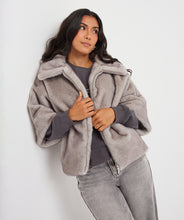 Load image into Gallery viewer, Silver Grey Faux Fur Jacket
