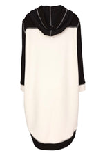 Load image into Gallery viewer, Two Tone Hooded Coat With Stud Front And Cover seam Stitch Detail
