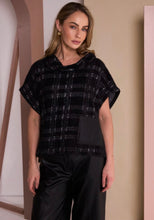Load image into Gallery viewer, Check Knit Top With Leatherette Pocket And Zip
