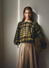 Load image into Gallery viewer, KYEL CHECK BALLOON BLOUSE - ARMY
